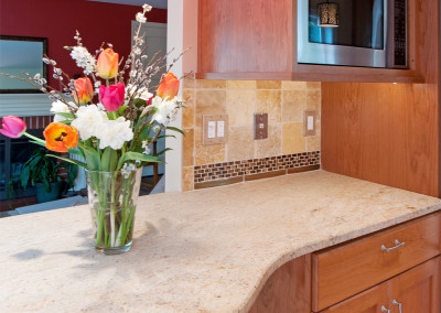 Breakfast bar with pendant lights